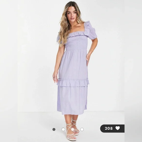 asos lilac midi dress ASOS Design - Midi Dress - Women - Polyester/Spandex